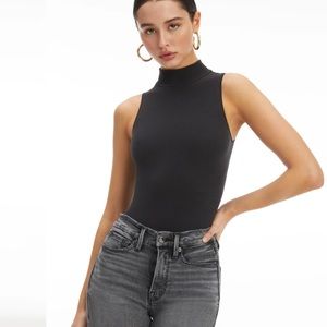 Good American S Good Touch Mock Neck Bodysuit Sleeveless in black NWT